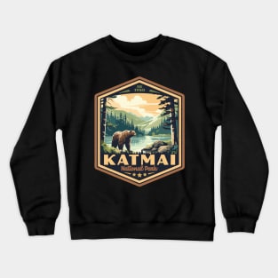 Katmai  National Park Vintage WPA Style National Parks Art Crewneck Sweatshirt